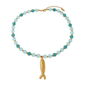 Colliers De Perles Pour Femmes Avec Pendentif Poisson En Perles De Verre Style Océanique h5 