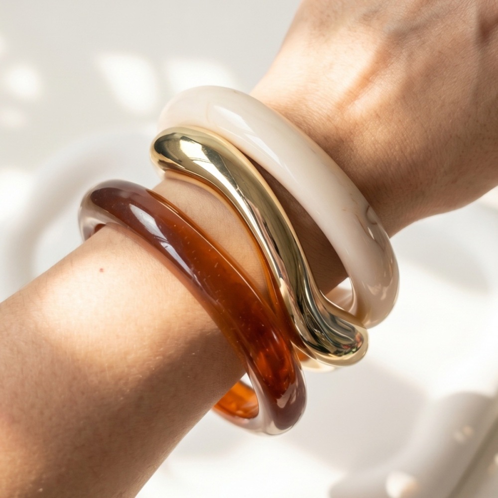 Bracelets Pour Femmes En Résine À Dégradé De Couleurs Et De Forme Irrégulière 