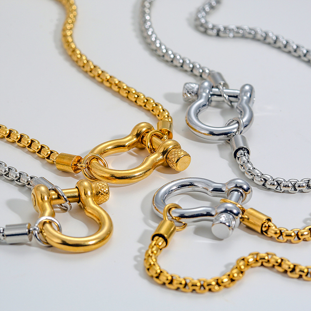 Colliers À Maillons Décontractés Et Élégants, En Acier Inoxydable, Couleur Or, Style Décontracté, Avec Chaîne De Forme Irrégulière. Image4