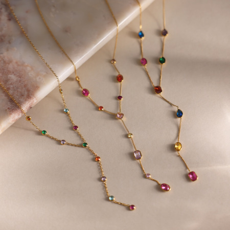 Colliers pendentifs pour femmes en acier inoxydable étanche couleur or avec zircon, collection luxueuse 2