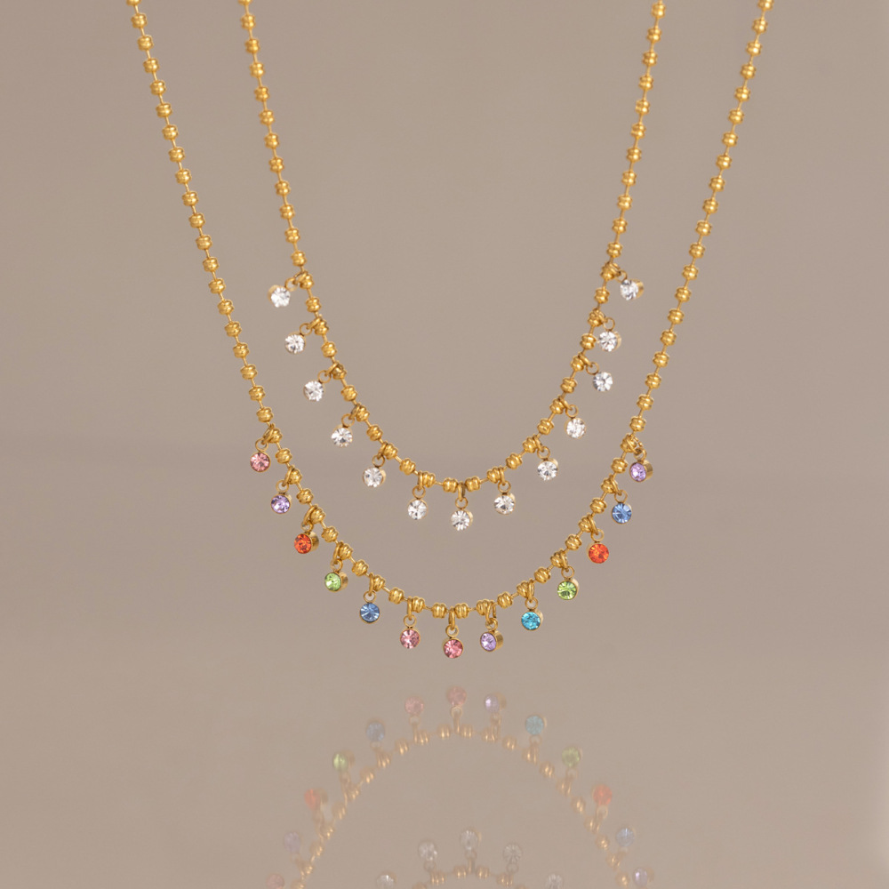 Colliers Pendentifs Pour Femmes En Acier Inoxydable Étanche, Couleur Or, Avec Zircon Image3
