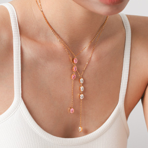 Colliers Pendentifs Pour Femmes, Collection Simple Series Daily Chain Circle, En Acier Inoxydable Étanche, Couleur Or Et Zircon. h5 Image4