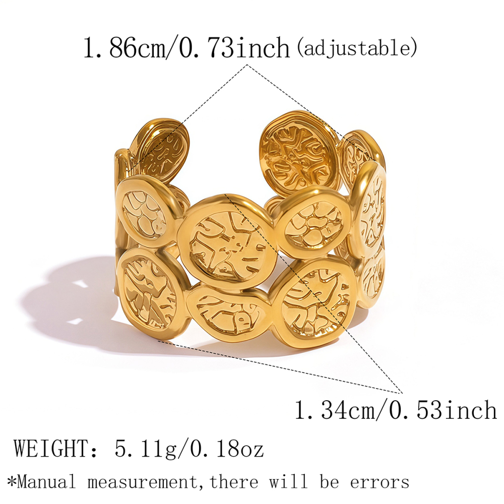 Bague Femme Rétro Simple Et Élégante En Acier Inoxydable Étanche Couleur Or 