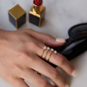 Bagues Pour Femmes En Acier Inoxydable, Couleur Or, Avec Zircon Et Forme Simple Ronde, Étanches. h5 Image4
