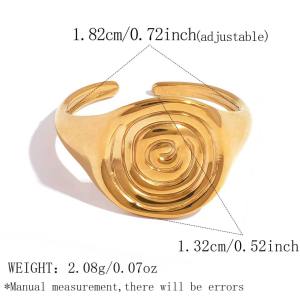Bagues Tendance Pour Femmes, Style Rétro Rond, En Acier Inoxydable, Étanches, Couleur Or, Collection Simple Series h5