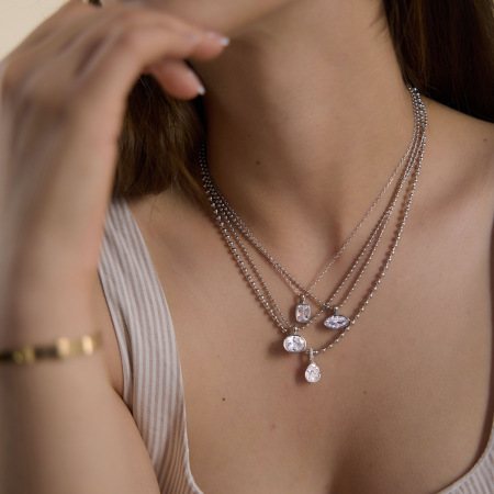 Colliers pendentifs pour femmes en acier inoxydable, forme géométrique simple, étanches, avec zircon