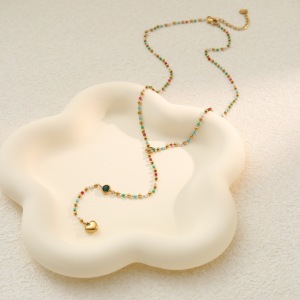 Collier Chaîne Cœur Quotidien Simple Series En Acier Inoxydable Étanche Couleur Or Pour Femme h5 Image4