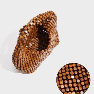 Sac À Oreiller Pour Femme En Bois Tressé Ajouré, Orné De Perles Unies De Style Ancien. h5 Image4