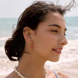 Boucles D'Oreilles Pendantes Pour Femmes, Style Océanique, En Acier Inoxydable Étanche, Couleur Or h5 Image3