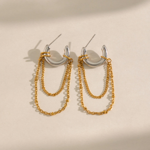 Boucles D'Oreilles Pendantes À Pompon En Acier Inoxydable Étanche Couleur Or h5 Image2