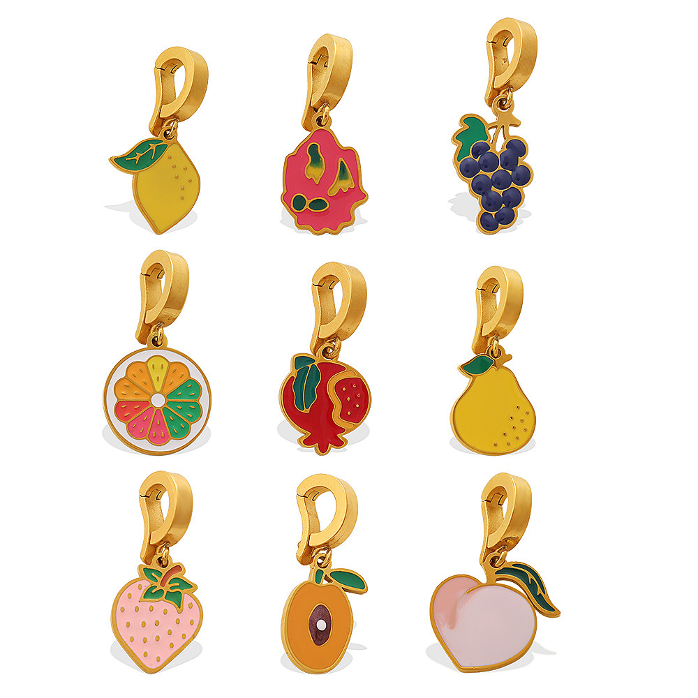 Pendentif Femme Simple Series Daily Fruit En Acier Inoxydable Étanche Couleur Or Image5