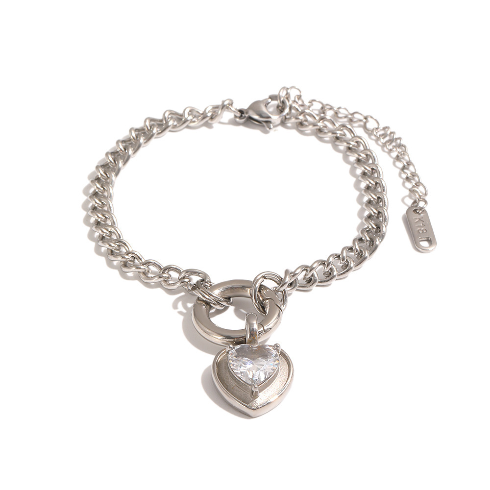 Ensembles De Colliers Pour Femmes En Acier Inoxydable Imperméable Avec Zircon Doré Et Motif Cœur Simple h5Image4