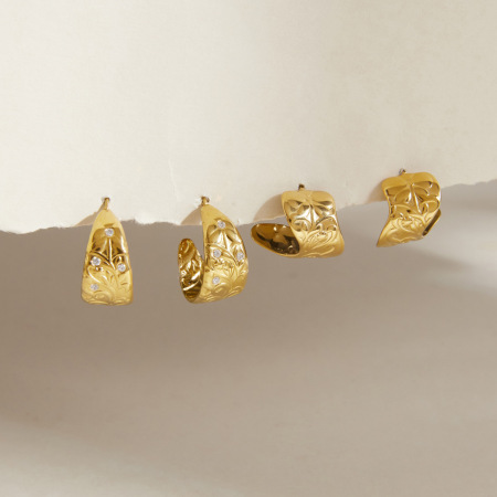 Boucles d'oreilles puces pour femmes, style rétro, forme irrégulière, en acier inoxydable, couleur or, étanches, collection Simple Series