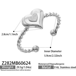 Bracelet Jonc Pour Femme, Collection Daily Heart Twist, En Acier Inoxydable, Étanche, Couleur Or h5