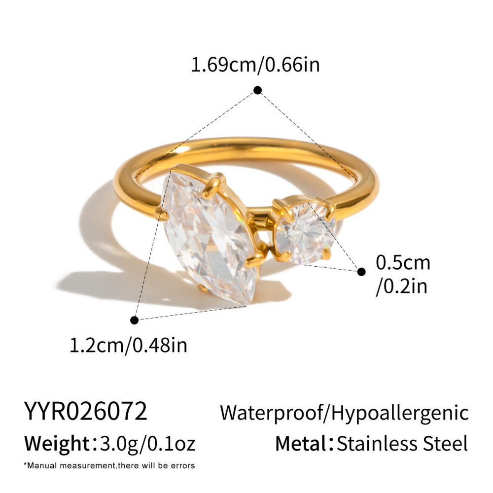Bagues De Luxe En Acier Inoxydable Étanche, Couleur Or Et Pierres Précieuses