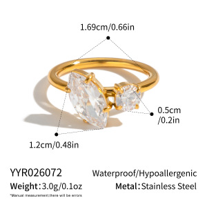 Bagues De Luxe En Acier Inoxydable Étanche, Couleur Or Et Pierres Précieuses h5