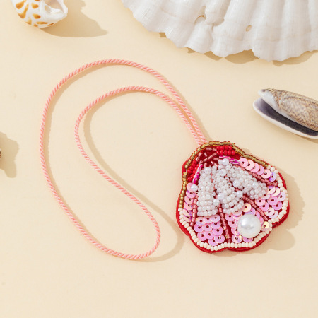 Collection luxueuse de perles naturelles de style océanique, perles tissées en coquillage, imitation perle, breloques de sac en perles artificielles
