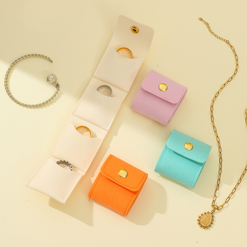 Pochettes À Bijoux Élégantes En Pu De Couleur Unie, Collection Simple Image2
