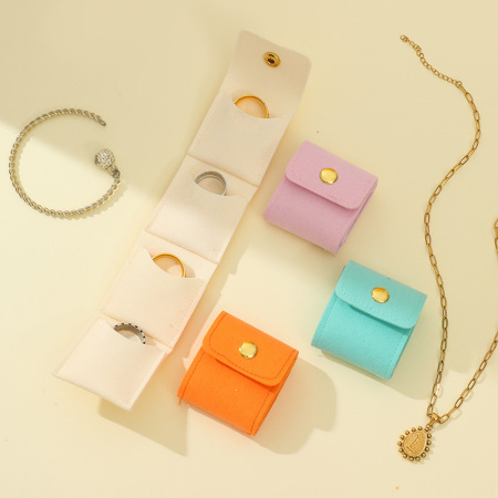 Pochettes à bijoux élégantes en PU de couleur unie, collection Simple 2