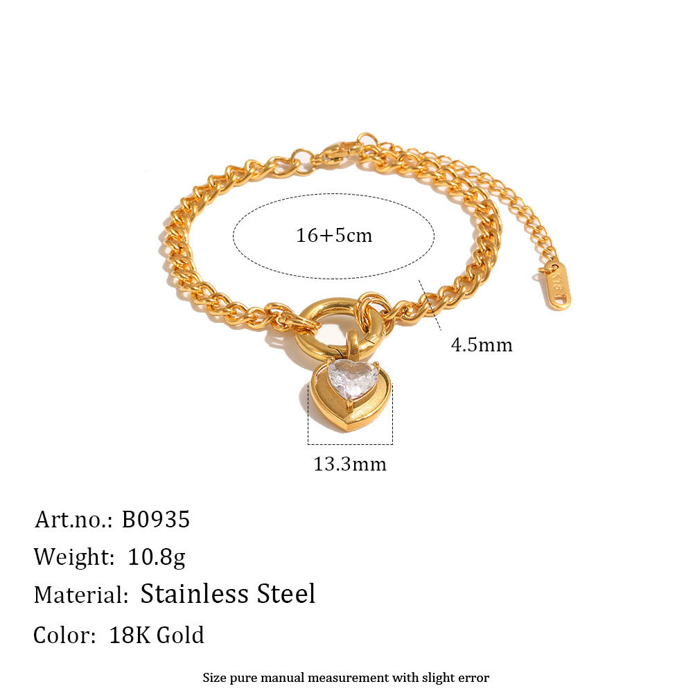 Ensembles De Colliers Pour Femmes En Acier Inoxydable Imperméable Avec Zircon Doré Et Motif Cœur Simple