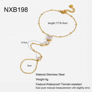 Chaîne De Poignet Pour Femme, Collection Simple, Élégante, Géométrique, En Acier Inoxydable, Étanche, Couleur Or, Avec Zircon. h5 
