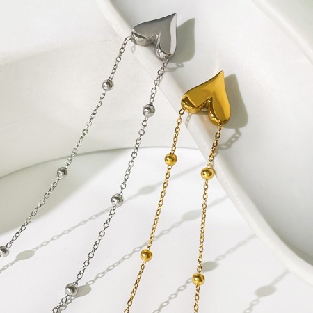 Colliers pendentifs pour femmes en forme de cœur simple, en acier inoxydable étanche, couleur or 2