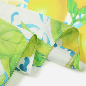 Écharpes D'Été En Polyester À Motif Citron Et Feuilles Multicolores, Collection Simple Series Natural Fruit, Motif Feuilles Et Citron. h5 Image5