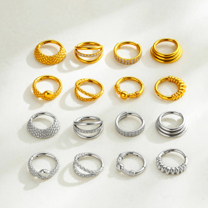 Piercing De Nez Pour Femme, Motif Serpent Simple, En Acier Inoxydable, Étanche, Couleur Or Et Zircon. h5 Image7