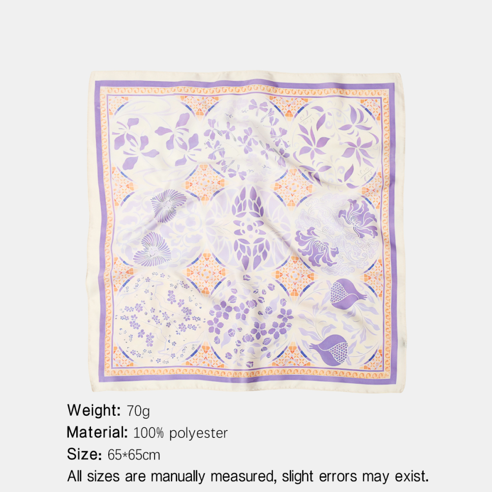 Écharpes D'Été En Polyester À Motif Floral Quotidien, Forme Irrégulière Et Feuilles Multicolores, Collection Simple Series h5Image2