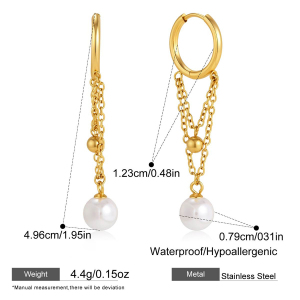 Boucles D'Oreilles Pendantes Pour Femmes, Modèle Daily Tassel, En Acier Inoxydable, Étanches, Couleur Or, De La Collection Simple Series. h5