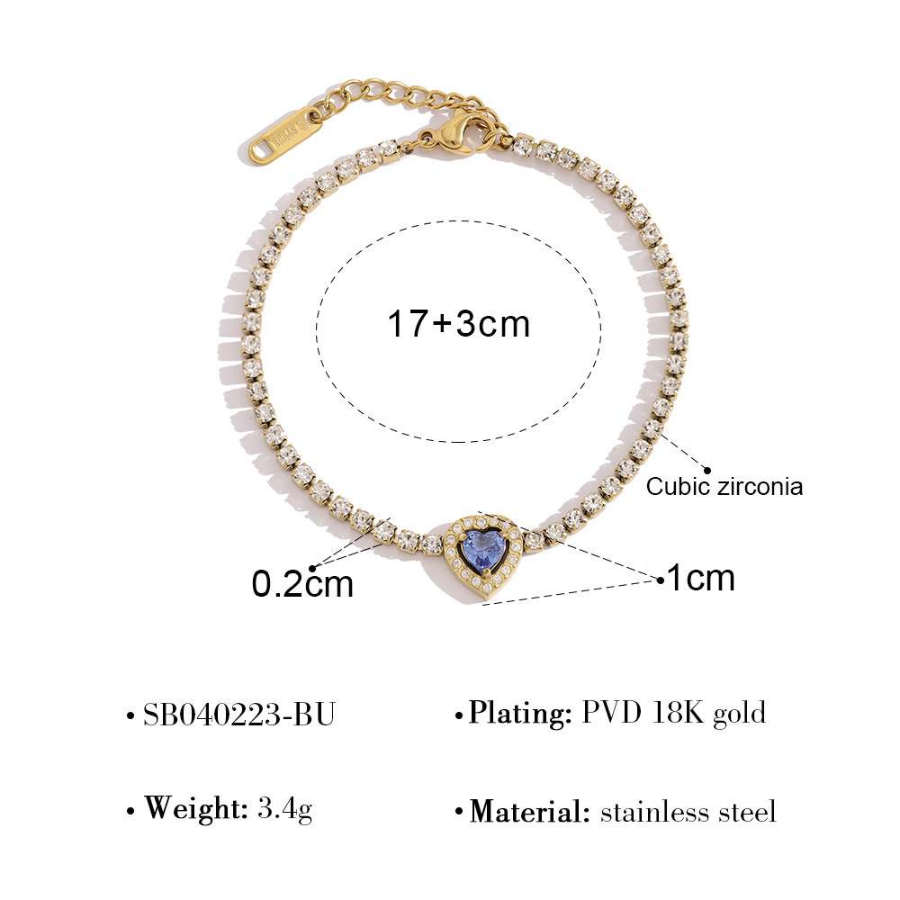 Bracelet À Breloques Pour Femme En Acier Inoxydable Doré, Orné De Strass Et De Zircon, Avec Un Cœur De Luxe
