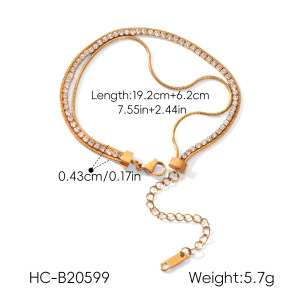 Bracelet Chaîne Pour Femme Simple Series Daily Chain En Acier Inoxydable Étanche Couleur Or Avec Zircon h5 Image2