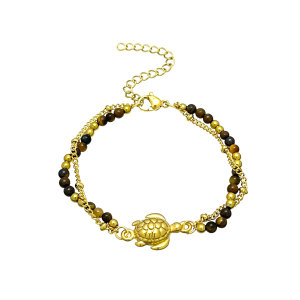 Bracelet De Perles Rétro Océanique En Acier Inoxydable, Imperméable, Couleur Or, Avec Pierres Naturelles. h5 