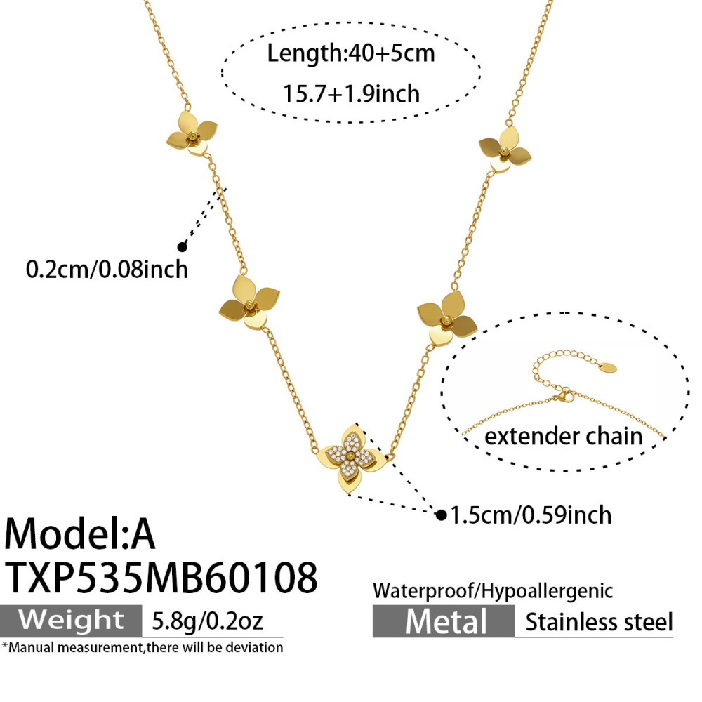 Ensembles De Bijoux Pour Femmes En Acier Inoxydable Doré, Couleur Zircon, Collection Romantique Sweet Flower 
