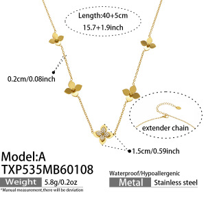 Ensembles De Bijoux Pour Femmes En Acier Inoxydable Doré, Couleur Zircon, Collection Romantique Sweet Flower h5 