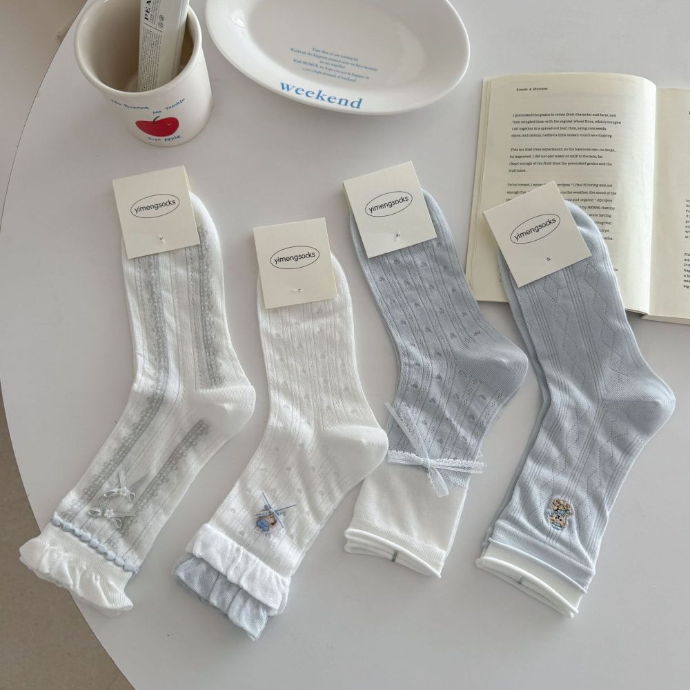 Chaussettes Mi-Mollet Élégantes À Motif Cœur Animal Et Rebond Léger Image2
