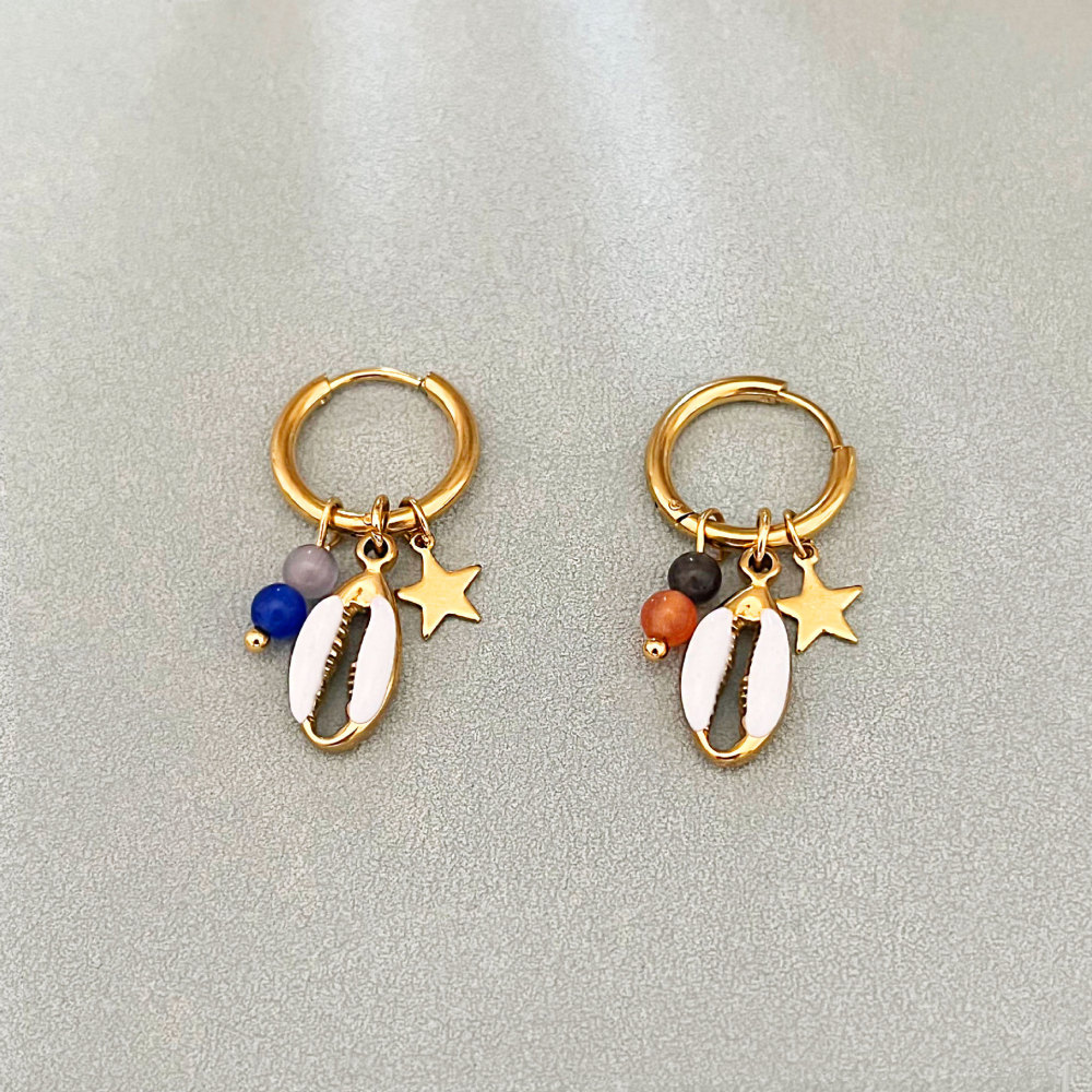 Boucles D'Oreilles Pendantes Pour Femmes, En Acier Inoxydable Émaillé, Couleur Or, Étanches.