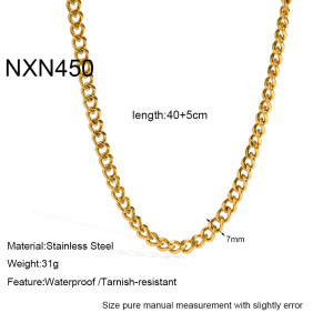 Collier Unisexe Simple Series Daily Chain En Acier Inoxydable Étanche Couleur Or h5 