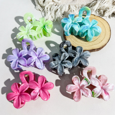Griffes à cheveux acryliques Simple Series Sweet Flower, couleur unie dégradée