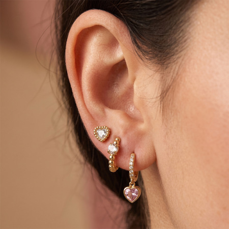 Ensembles de boucles d'oreilles pour femmes en acier inoxydable imperméable avec perles en forme de cœur et zircon, collection luxueuse