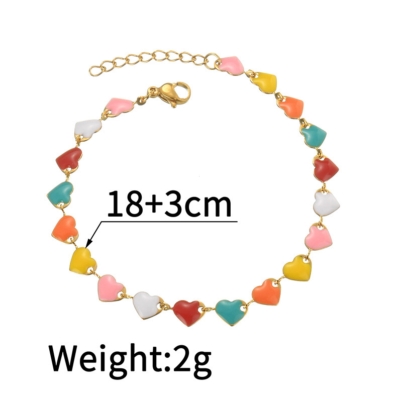 Bracelet Chaîne Femme En Acier Inoxydable Étanche Avec Cœur Et Papillon Émaillés, Collection Romantique 