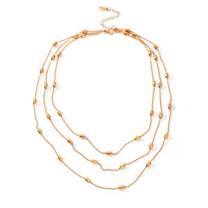 Colliers Superposés Pour Femmes, Collection Simple Series Daily Beads Chain, En Acier Inoxydable Étanche, Couleur Or h5 Image6