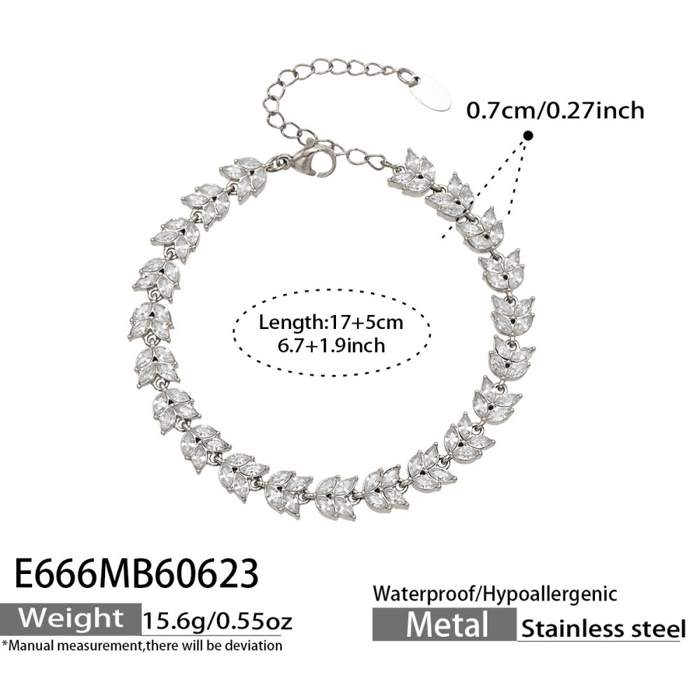 Ensembles De Bijoux Pour Femmes De La Série Luxueuse Elegant Leaf En Acier Inoxydable Étanche Couleur Or Et Zircon