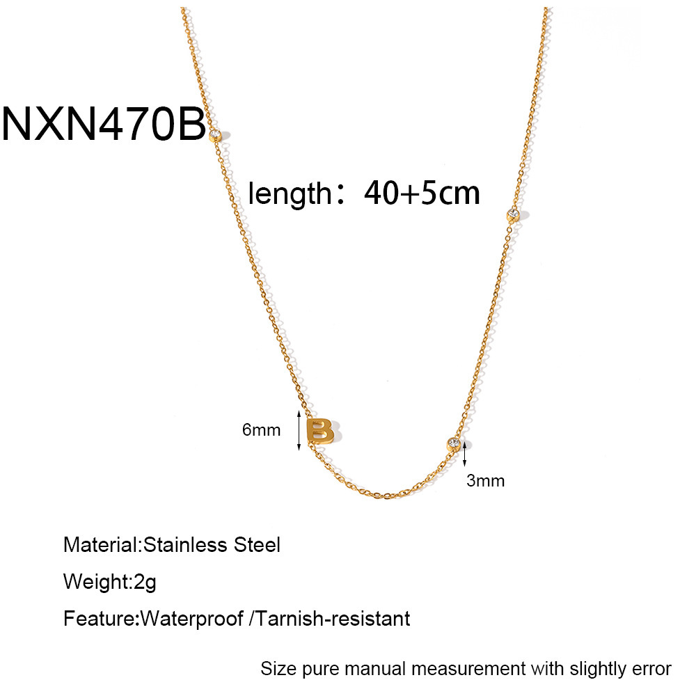 Colliers À Maillons Pour Femmes, Collection Simple, Avec Pendentif Lettre Et Pompon Quotidien, En Acier Inoxydable, Couleur Or, Avec Zircon. 