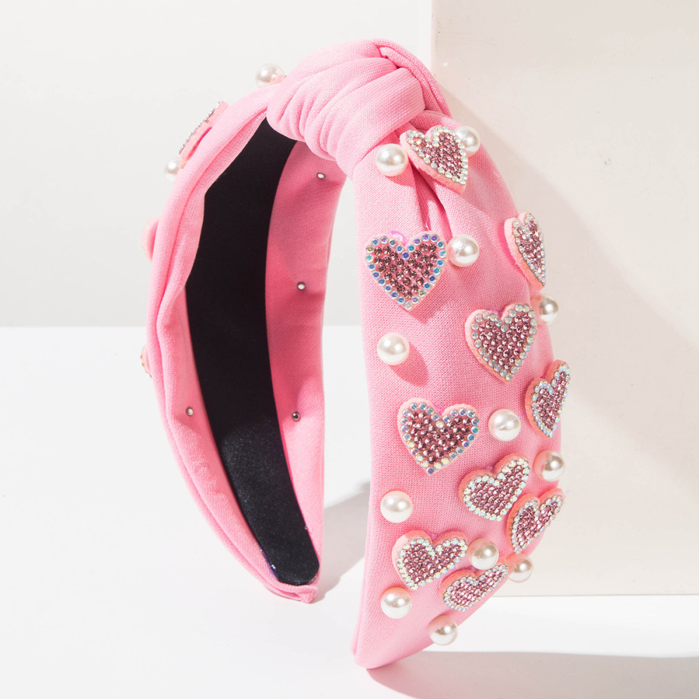 Bandeaux À Cheveux En Tissu Avec Perles Artificielles Et Perles De Couleur Unie, Collection Romantique Sweet Heart 