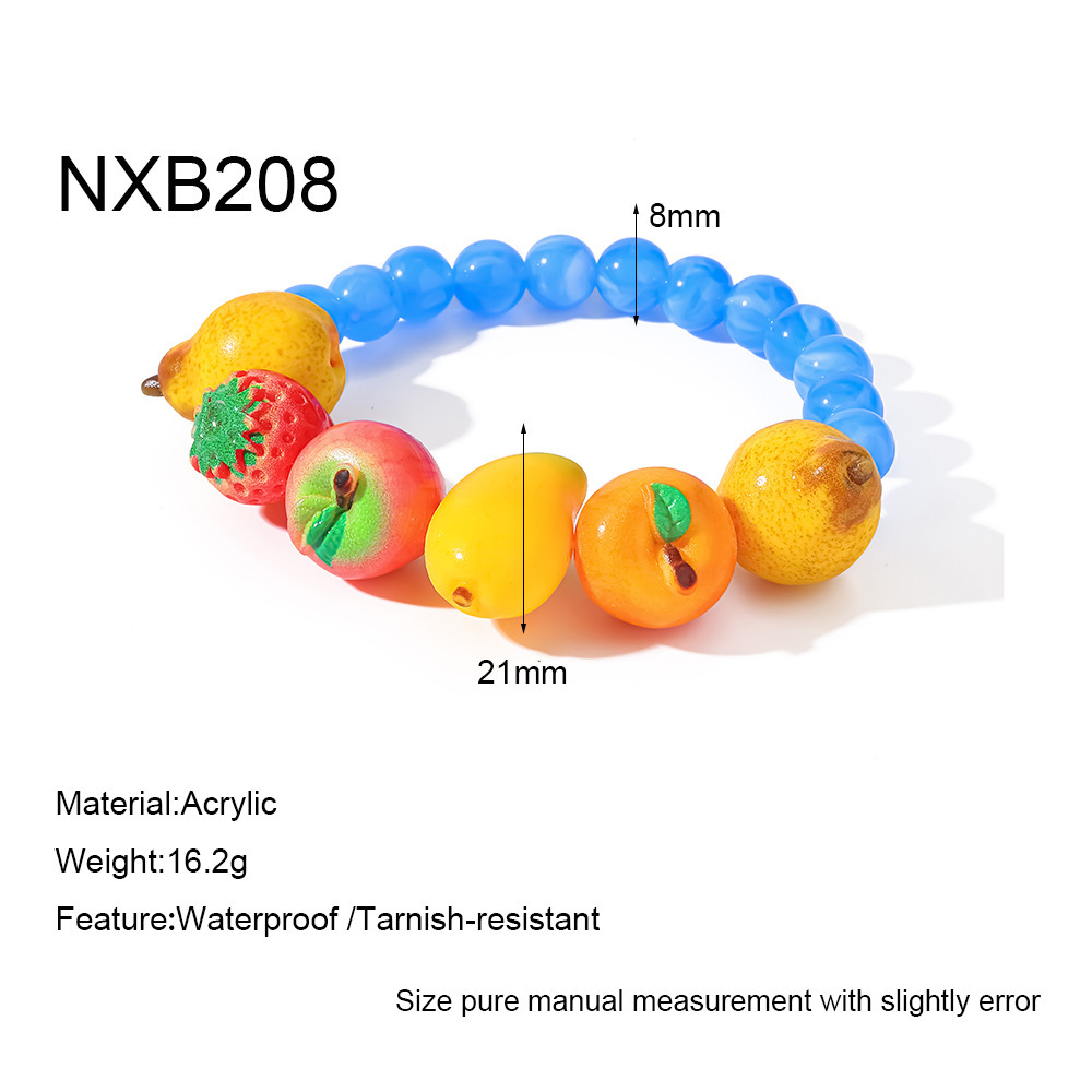 Bracelets En Acrylique Sweet Daily Strawberry Pour Femmes, Sans Placage, Ornés De Perles. 