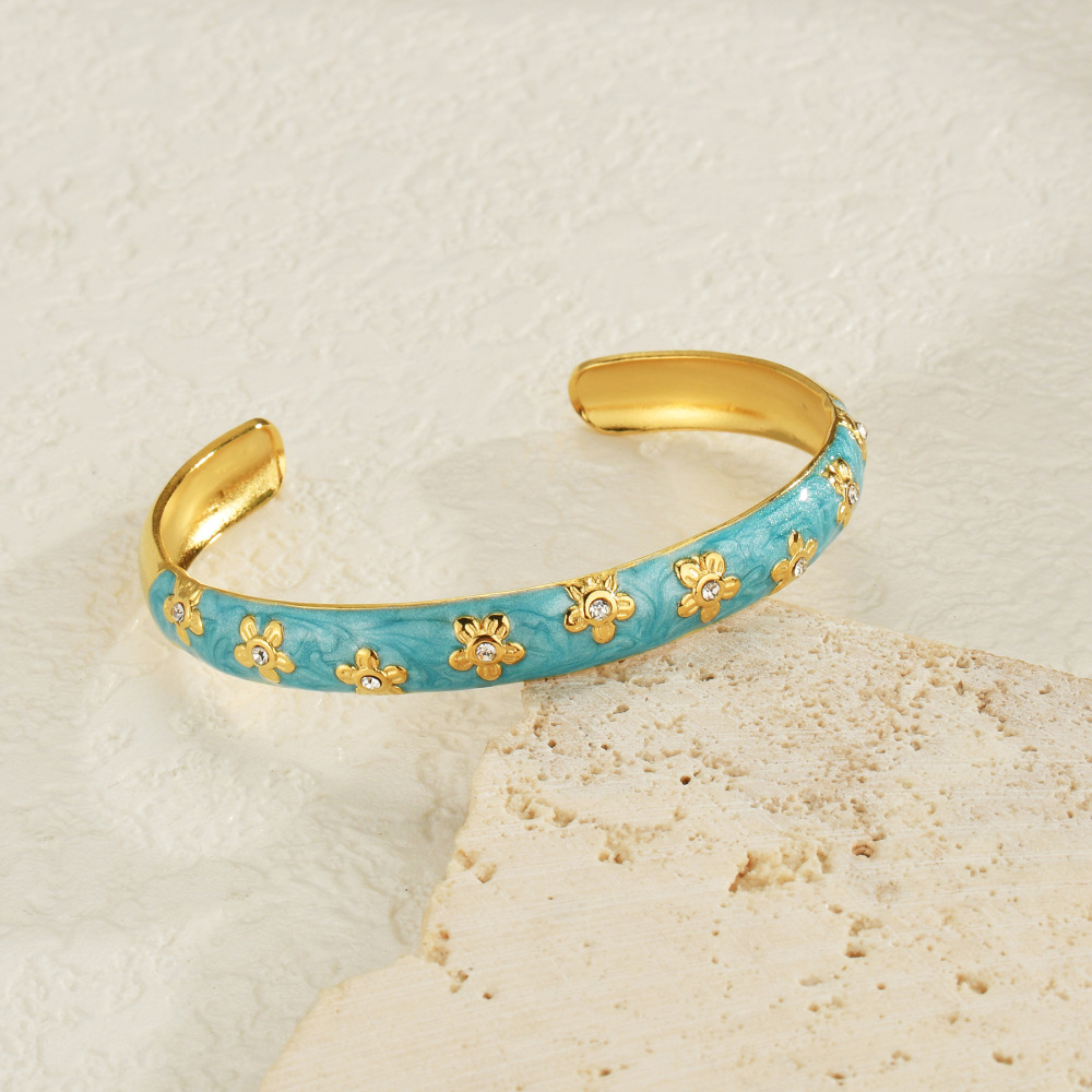 Bracelets Manchettes Pour Femmes, Style Rétro, En Acier Inoxydable, Émaillé Et Imperméables, Collection Classic Series. Image4