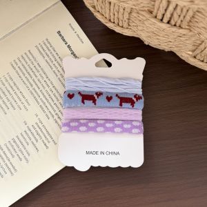 Chouchous En Tissu À Motifs Géométriques, Teckel, Rayures Et Carreaux, Avec Cœur Et Animaux Mignons. Collection Simple. h5
