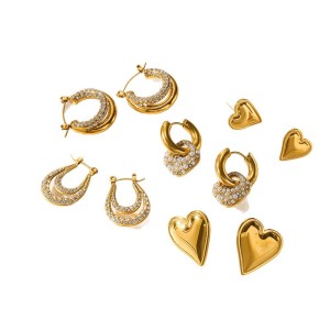 Boucles D'Oreilles Créoles En Acier Inoxydable Imperméables En Forme De Cœur Pour Femmes h5 Image4