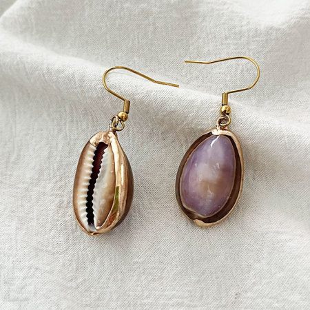 Boucles d'oreilles pendantes pour femmes, en acier inoxydable, couleur or, style coquillage simple et étanche